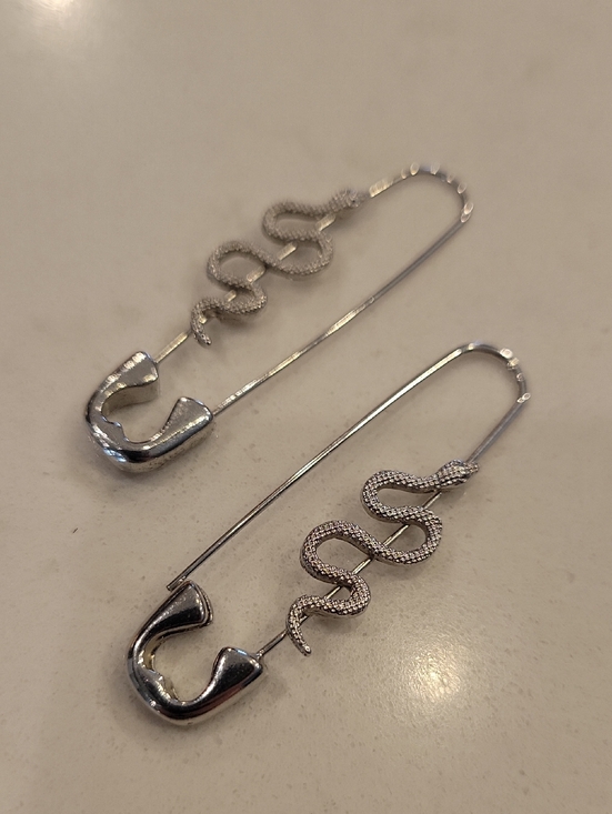 Amazon Jewelry - Trendy Snake Safety Pin Earrings